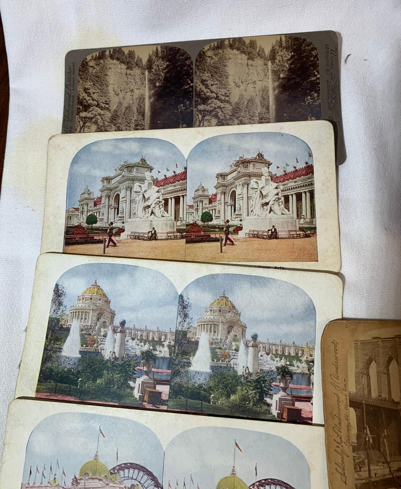 Group lot of Stereoview cards with viewer