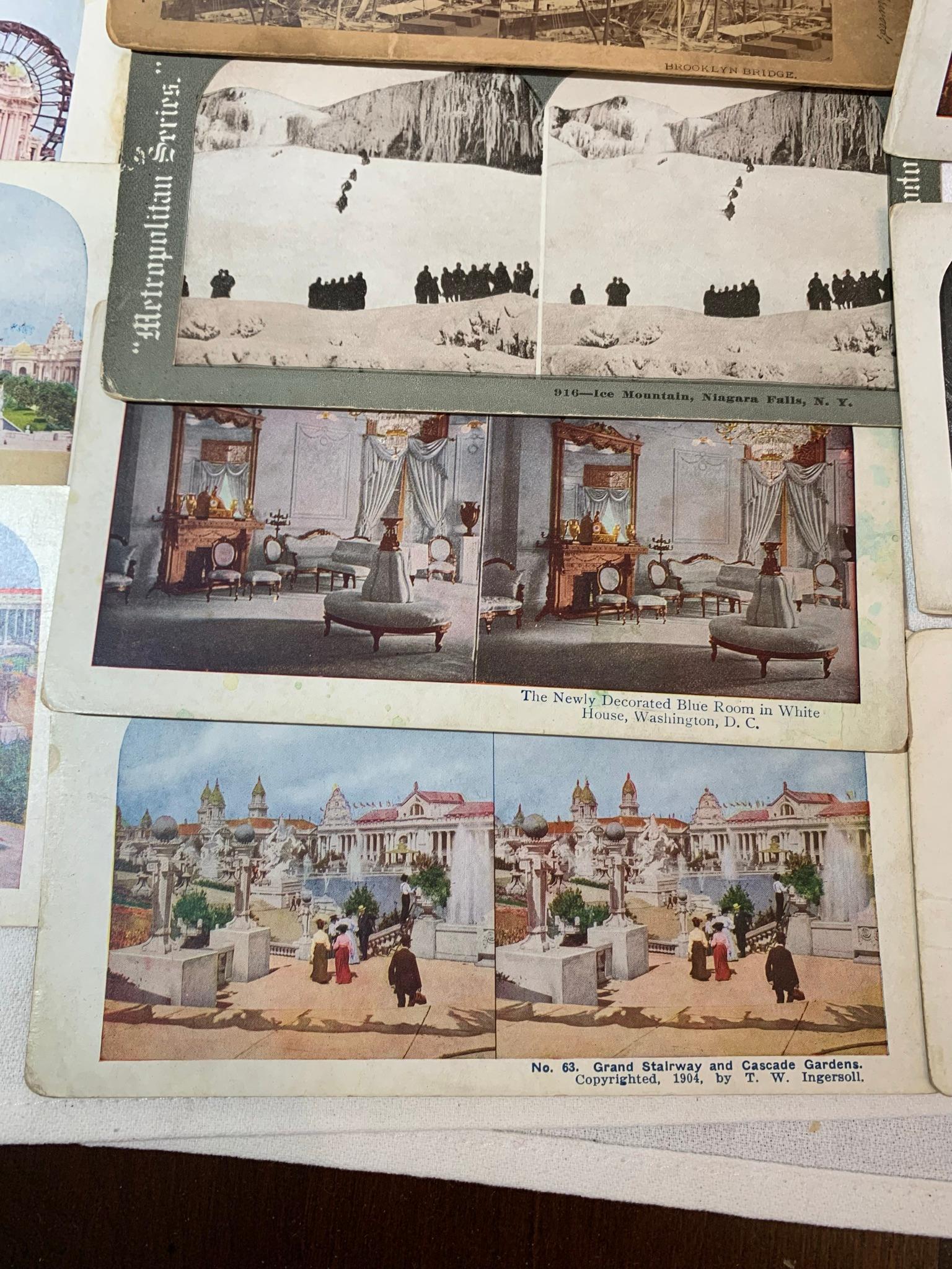Group lot of Stereoview cards with viewer