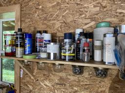 Tools along and under wall shelf lot