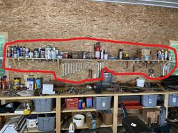 Tools along and under wall shelf lot