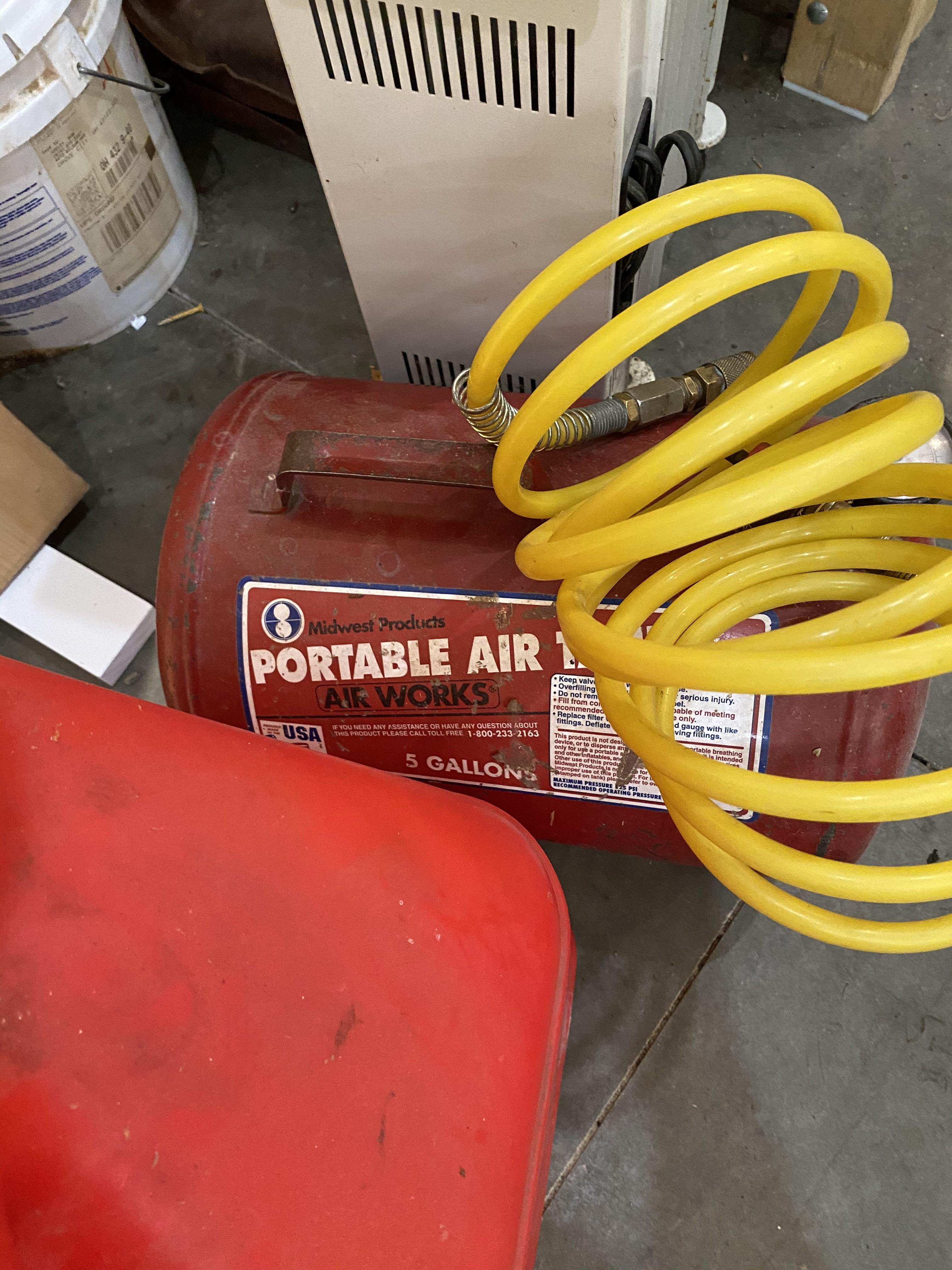 Heater, car ramps, air tank, gas tank lot