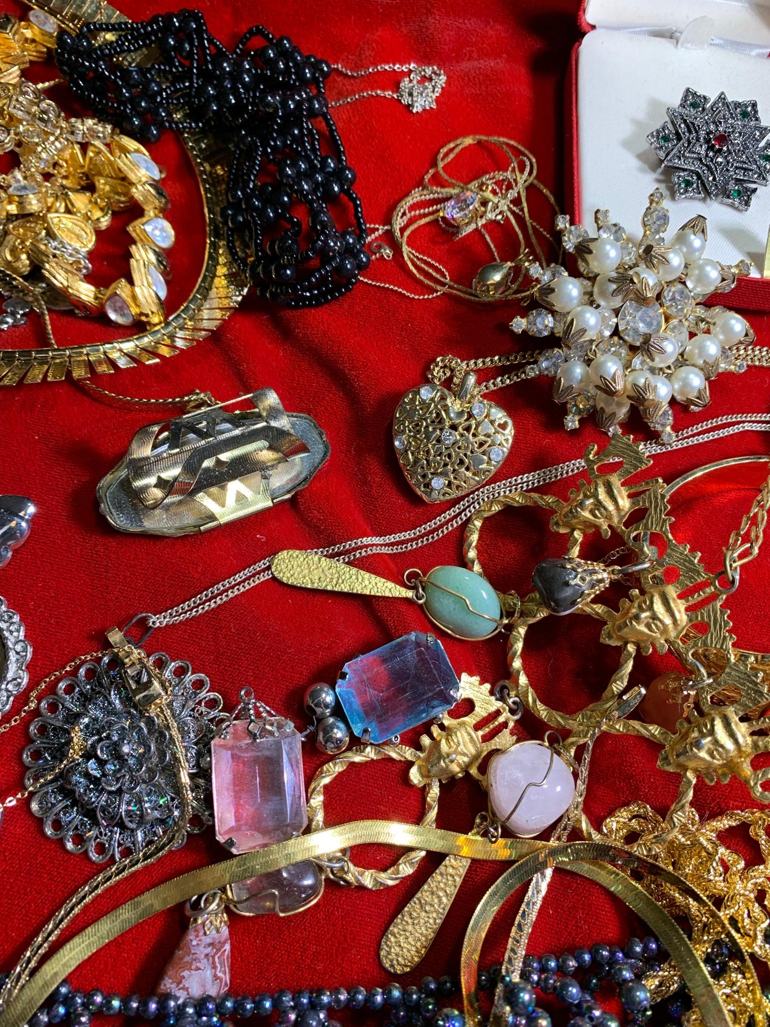 Great Group of Costume Jewelry Including Some Sterling