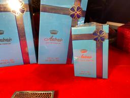 5 Vintage Boxes of Antonio Perfume & Pill Box
