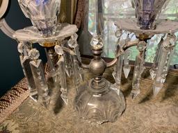 Gone with The Wind Style Lamp & Crystal Candle Holders