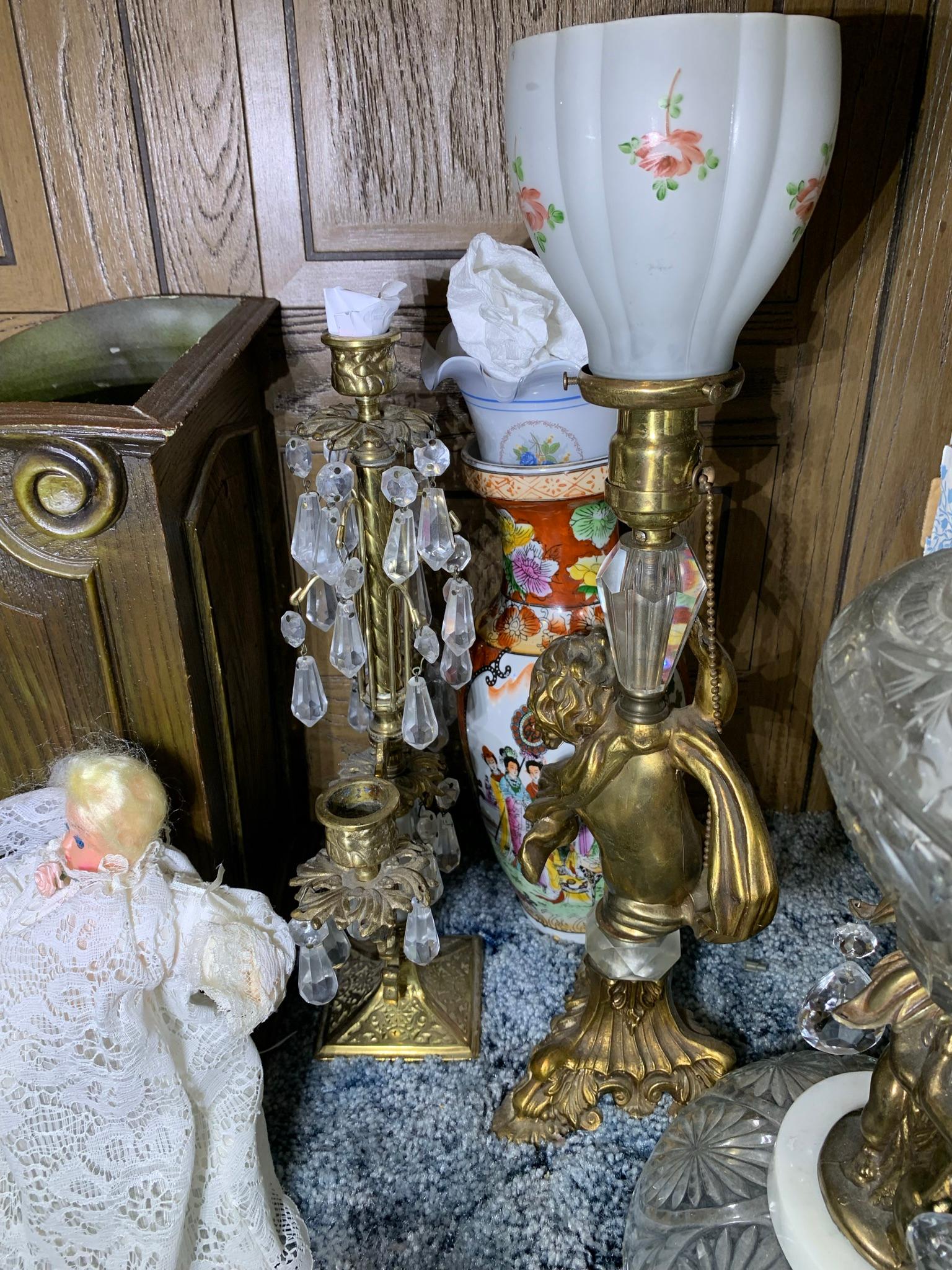 Battery Operated Clock, Willow Tree Figurine, Vintage Lamp, Vase & More