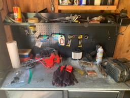 Craftsman Workbench with Contents & Craftsman Work Light. See Photos