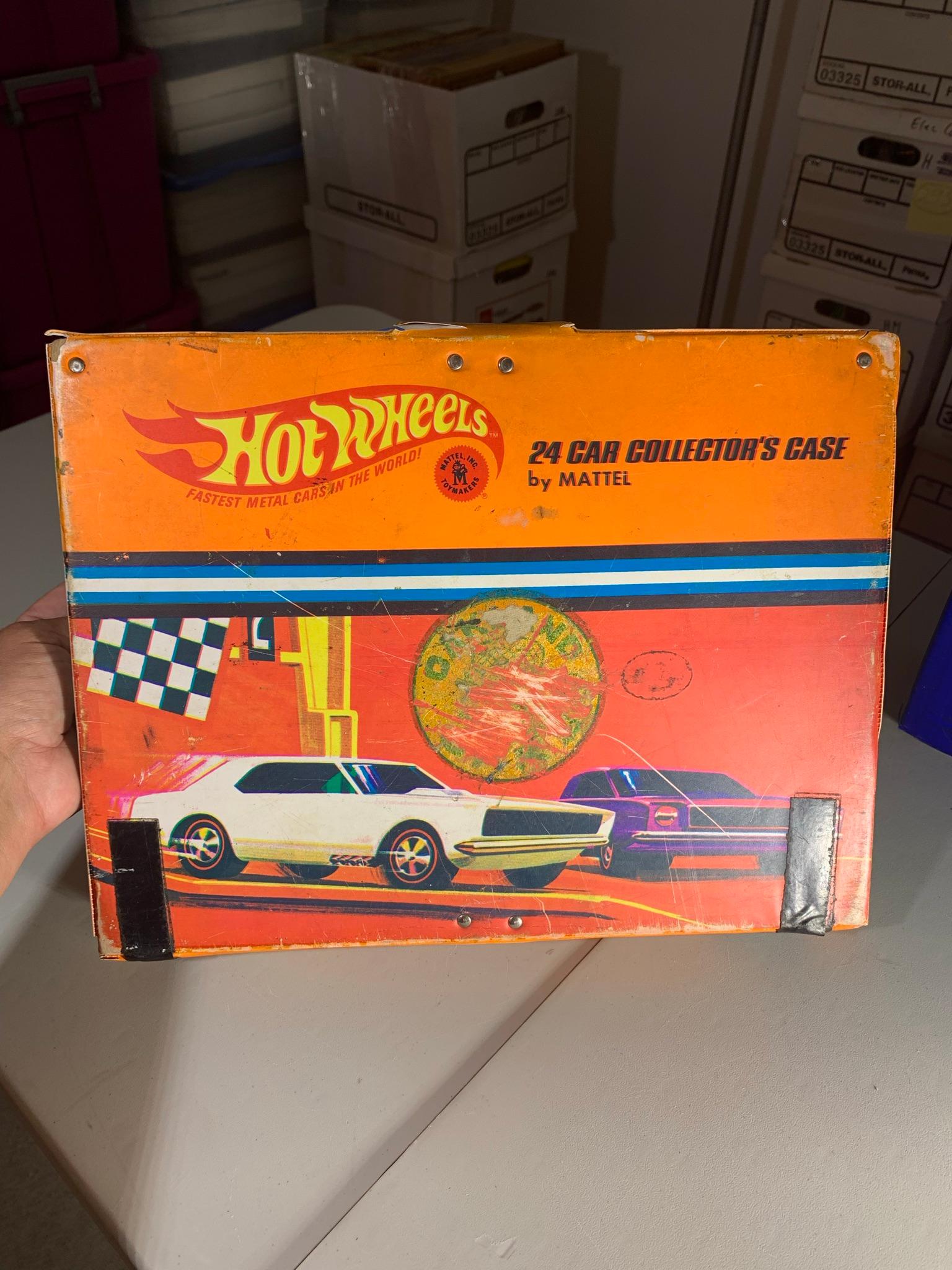 Assortment of Vintage Hot Wheels & Matchbox Car Carrying Cases, & Hot Wheels Trash Can