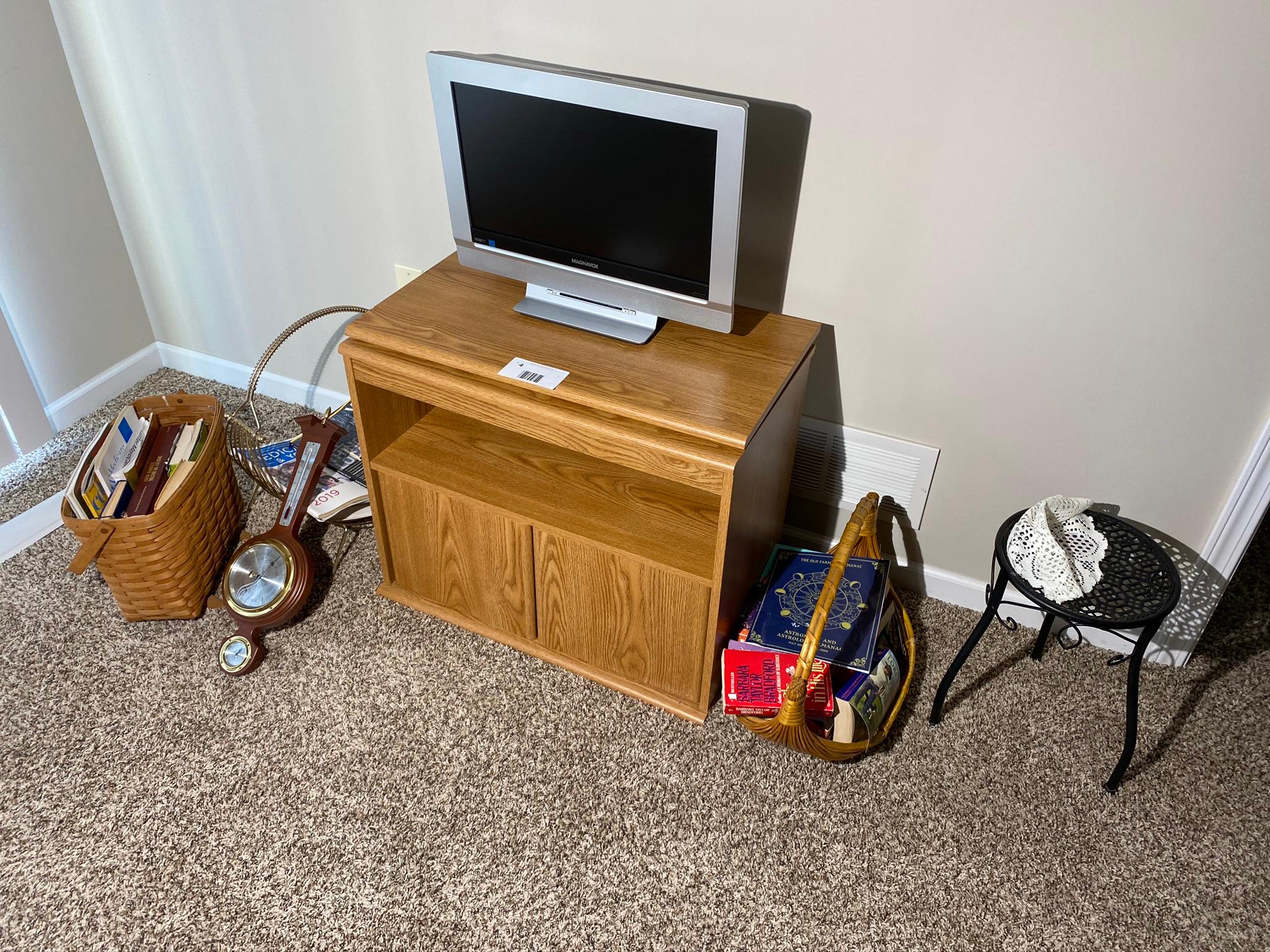 TV, Longaberger basket, stand, barometer and more