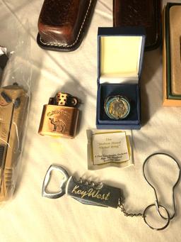 Camel Lighter, Indian Head Nickel Ring, Philip Crowe Pocket Watch & More