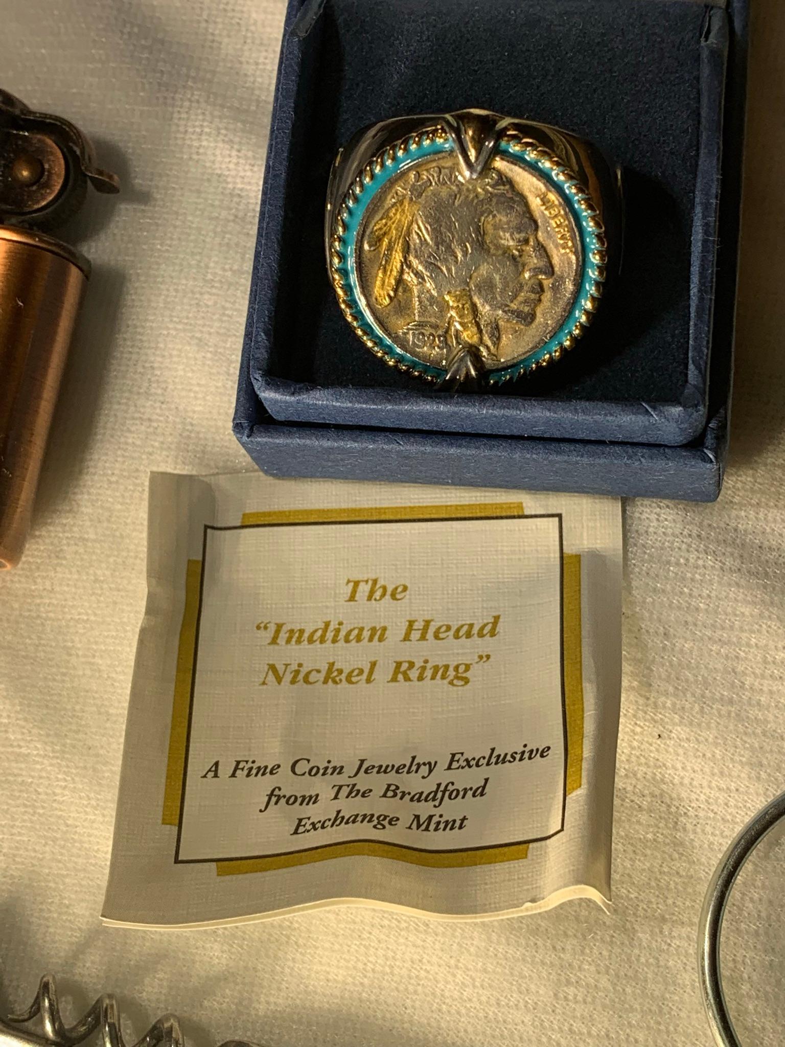 Camel Lighter, Indian Head Nickel Ring, Philip Crowe Pocket Watch & More