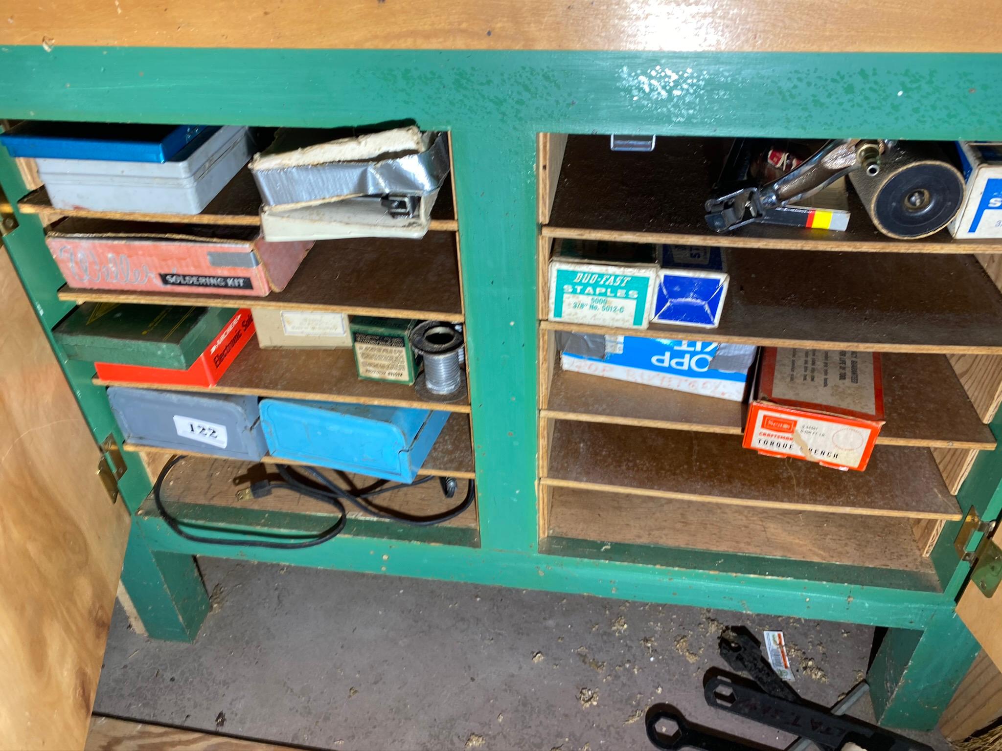 Cabinet Lot Staple Guns, Staples, Soldering, Torches etc