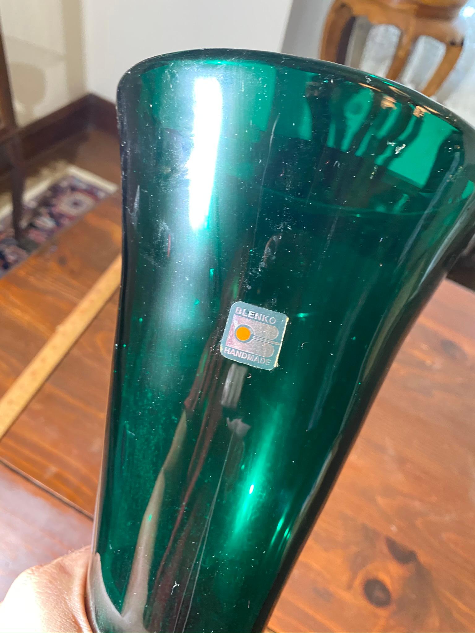Vintage Blenko Glass Vase in Green