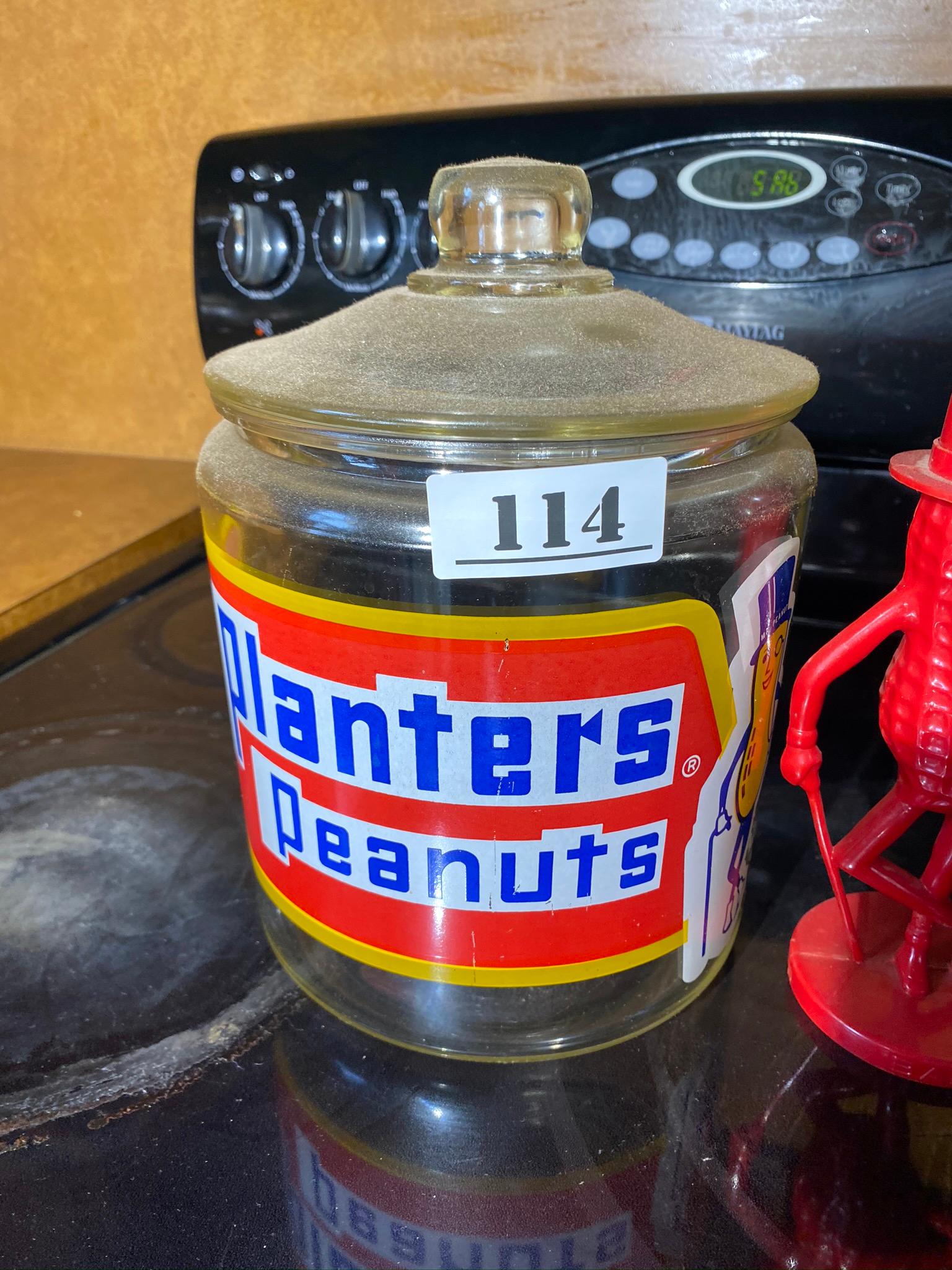 Vintage Planters Peanuts Glass Jar PLUS Bank