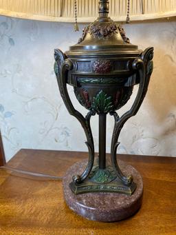 Vintage Metal and Marble Base Italianate Lamp w/Urn