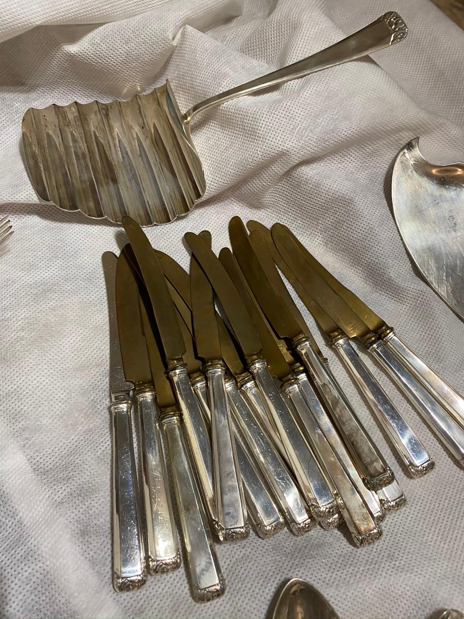 Large set of Posen German 800 Silver Flatware in Case