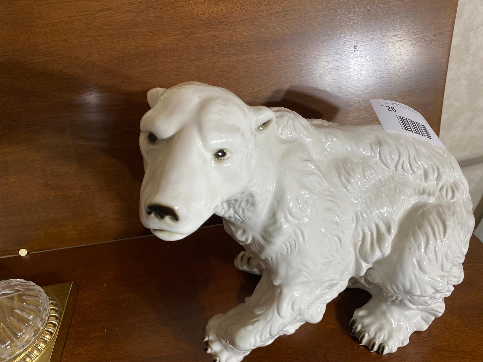 Large Vintage Royal Dux Ceramic Polar Bear