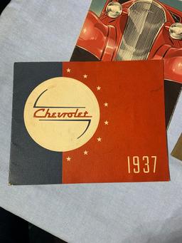 Vintage 1937 Chevrolet Car Advertising Pamphlets  & 1927 Chevrolet Instructions for Operation Manual