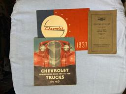 Vintage 1937 Chevrolet Car Advertising Pamphlets  & 1927 Chevrolet Instructions for Operation Manual