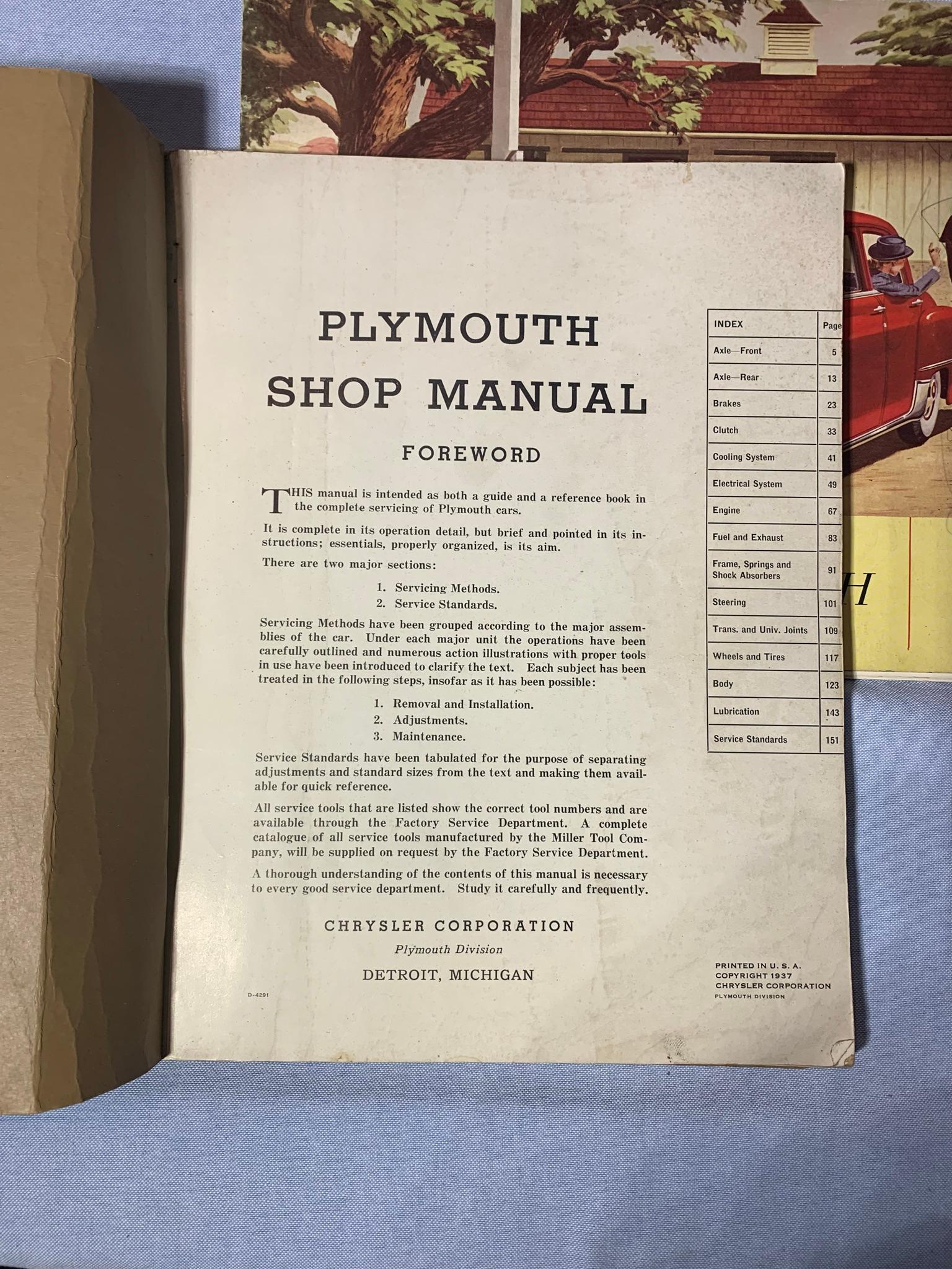 Early Vintage Plymouth Shop Manual & Vintage Plymouth Brochure