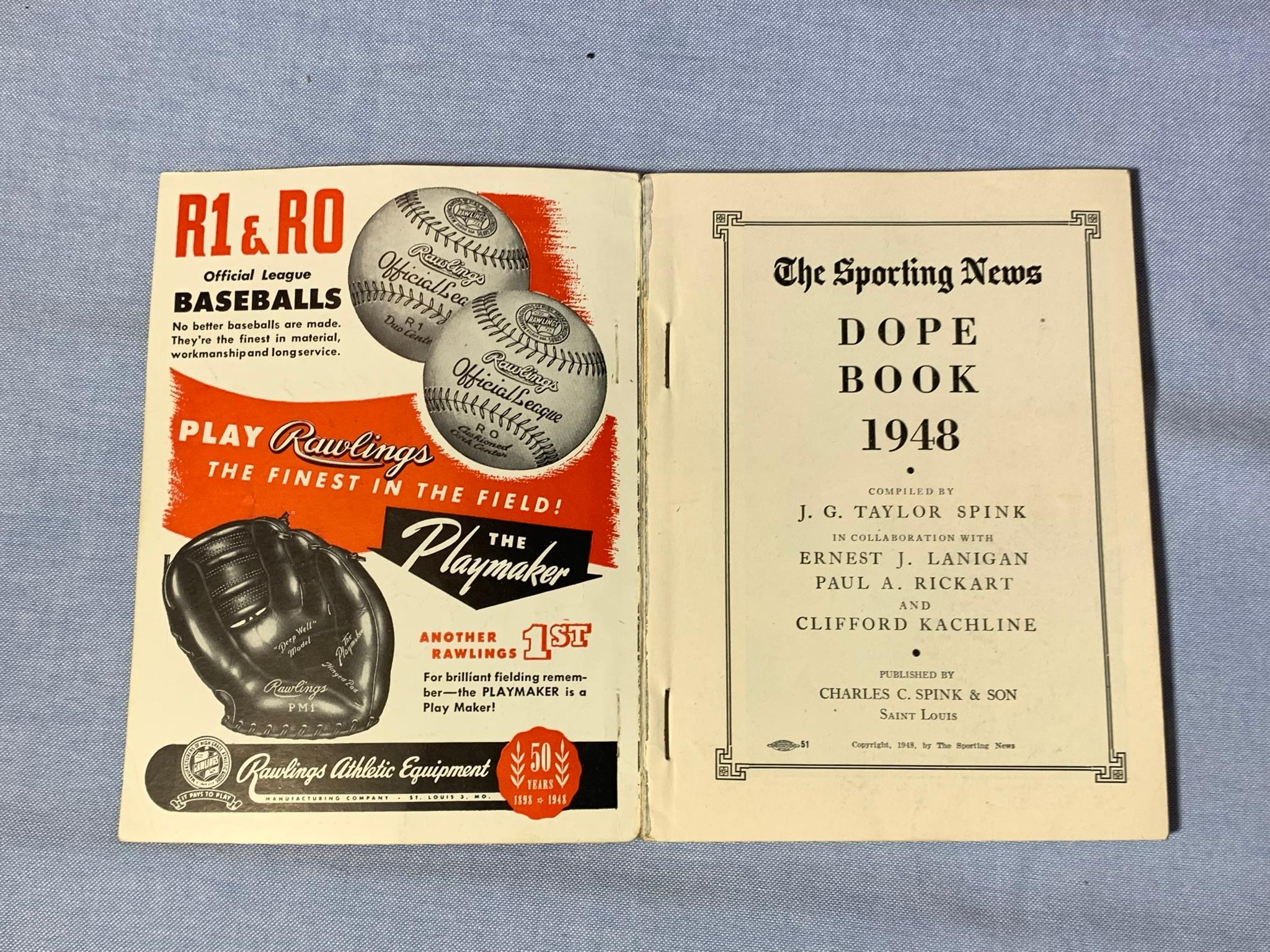 1952 Spalding Sports Show magazine, 1948 The Sporting News Dope Book,