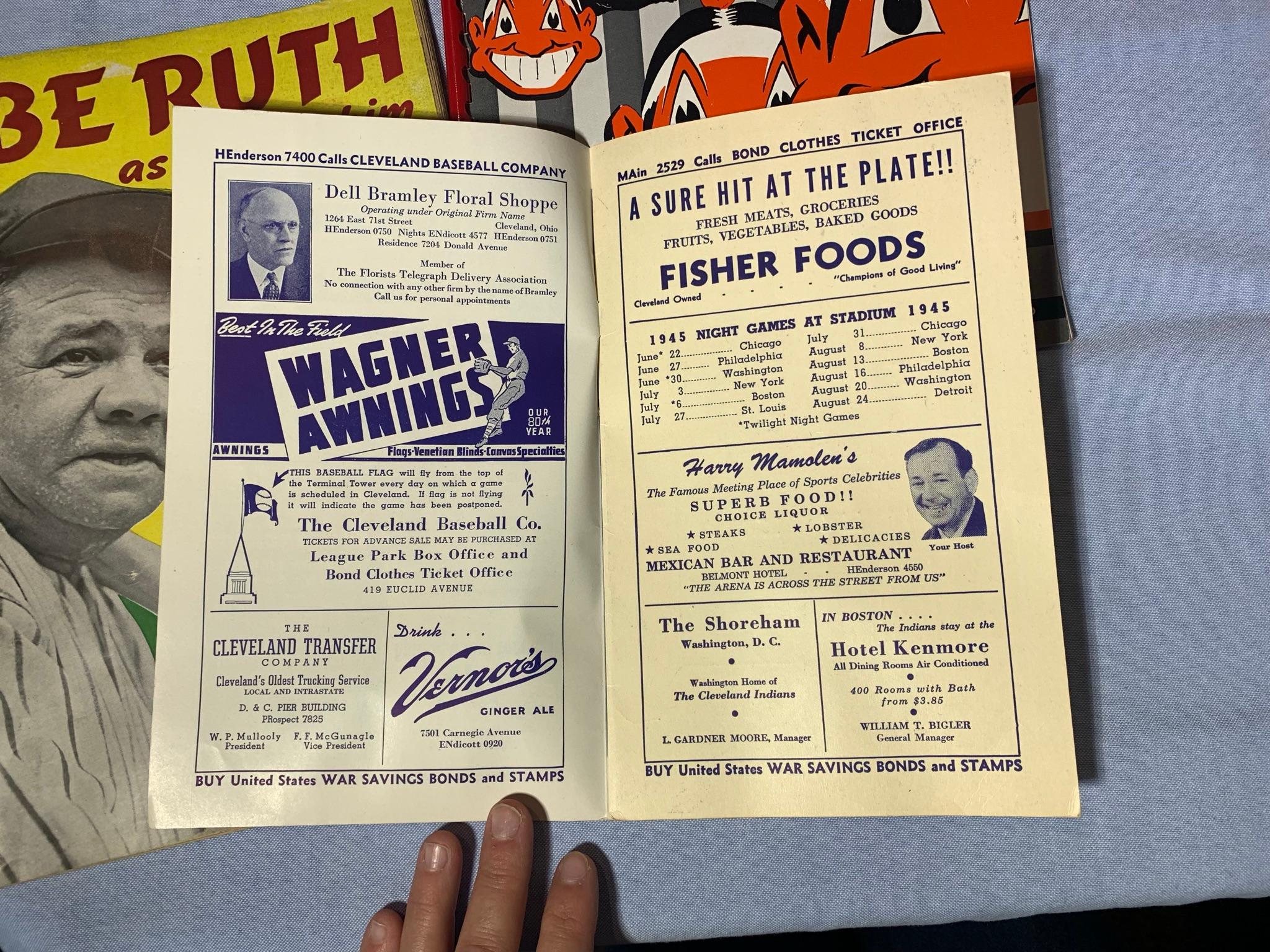 DELL Babe Ruth as I Knew Him Magazine, Cleveland Press Official Scorecard & Program