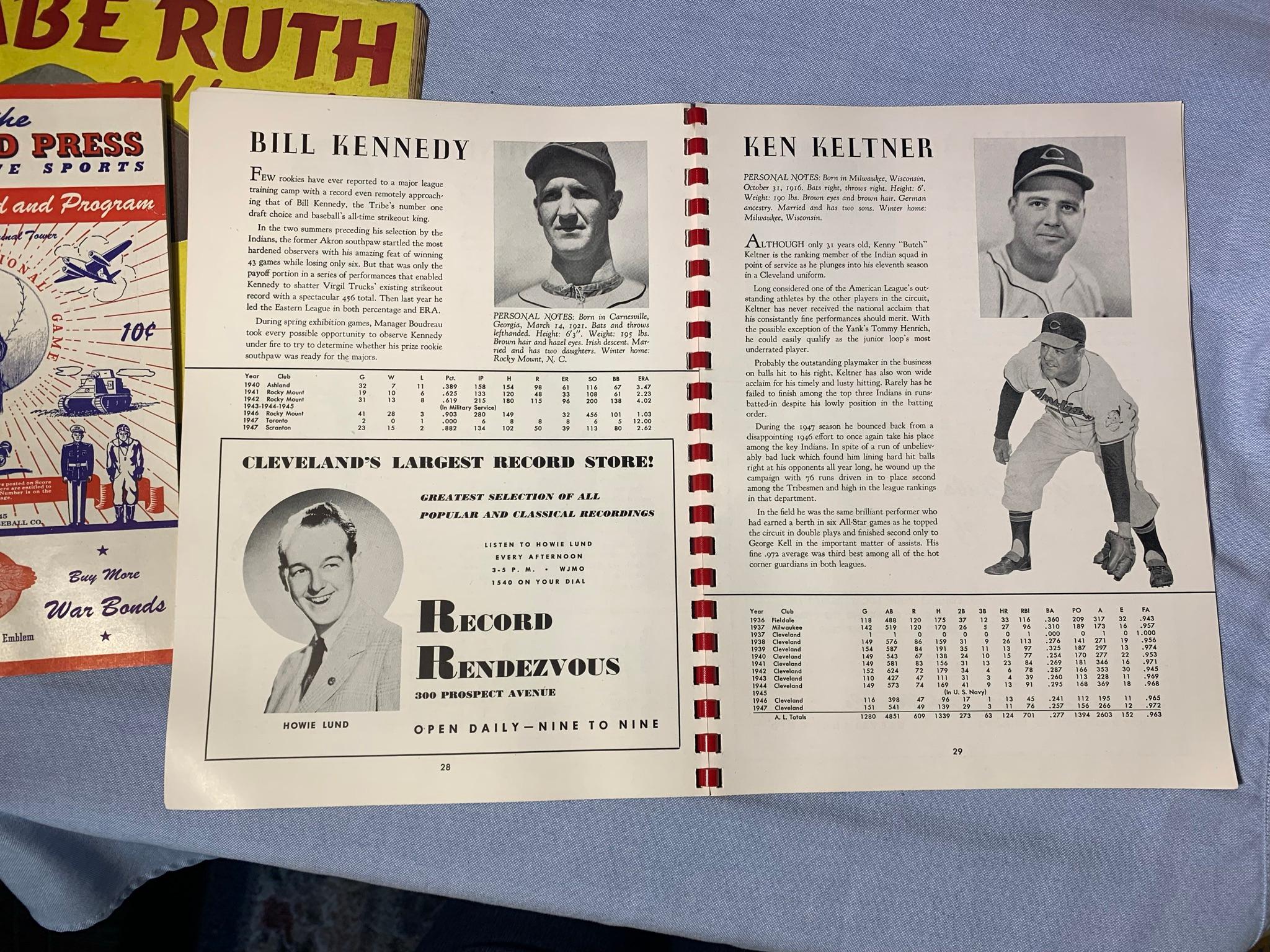 DELL Babe Ruth as I Knew Him Magazine, Cleveland Press Official Scorecard & Program