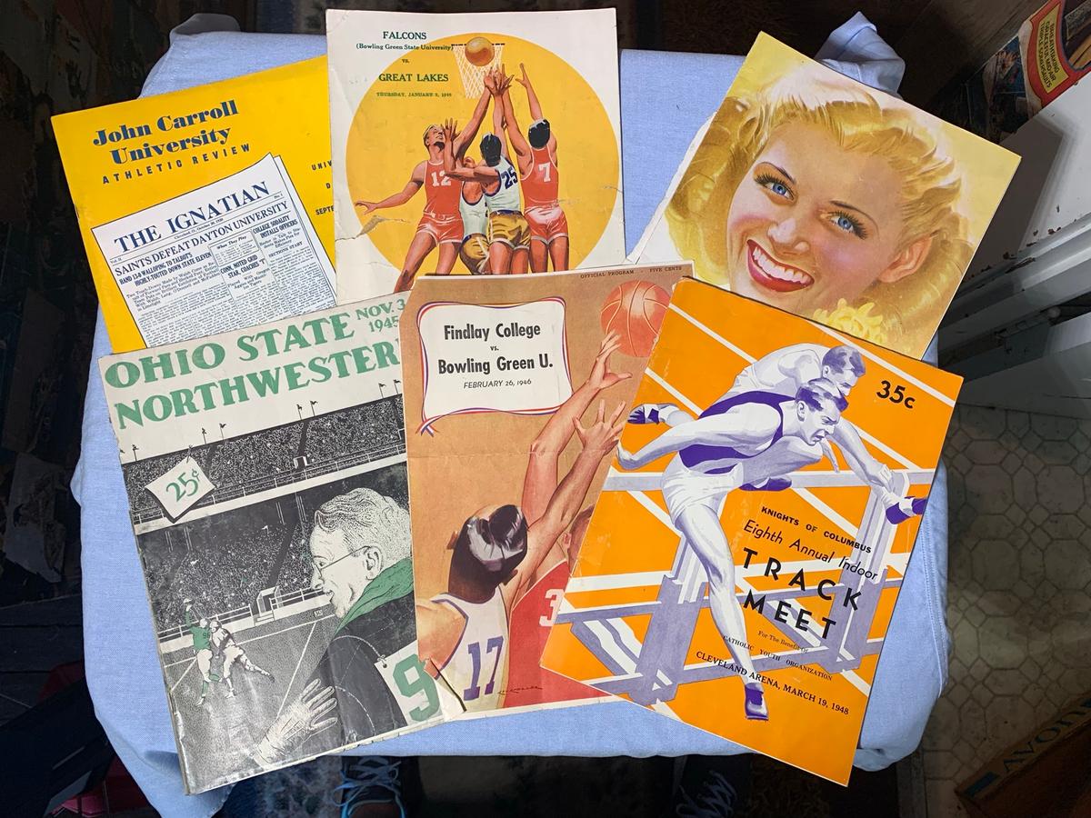 1948 Cleveland Arena Track Meet Brochure, 1946 Findlay College v Bowling Green Score Book
