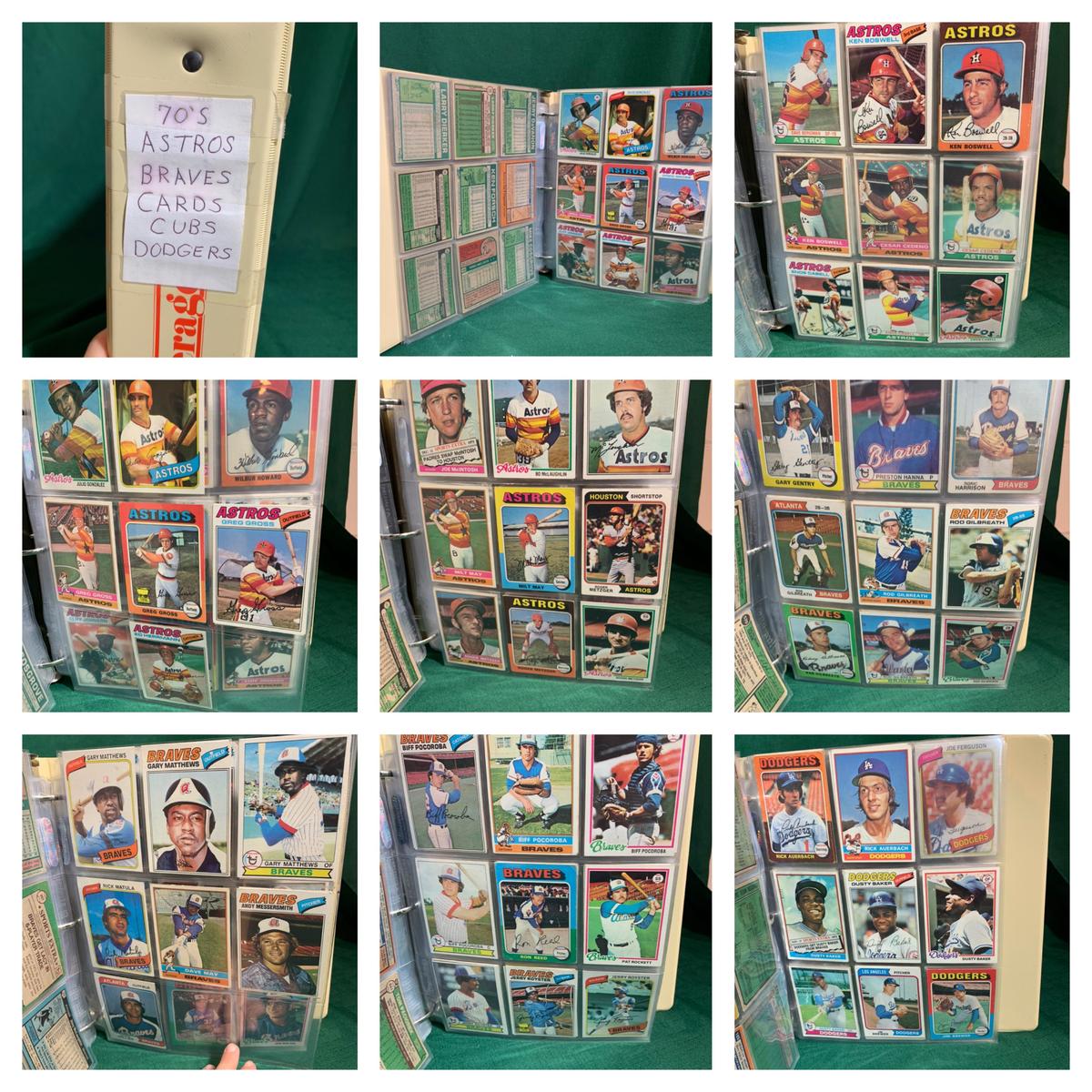 Binder 70's Astros, Braves, Cubs & Dodger Baseball Cards