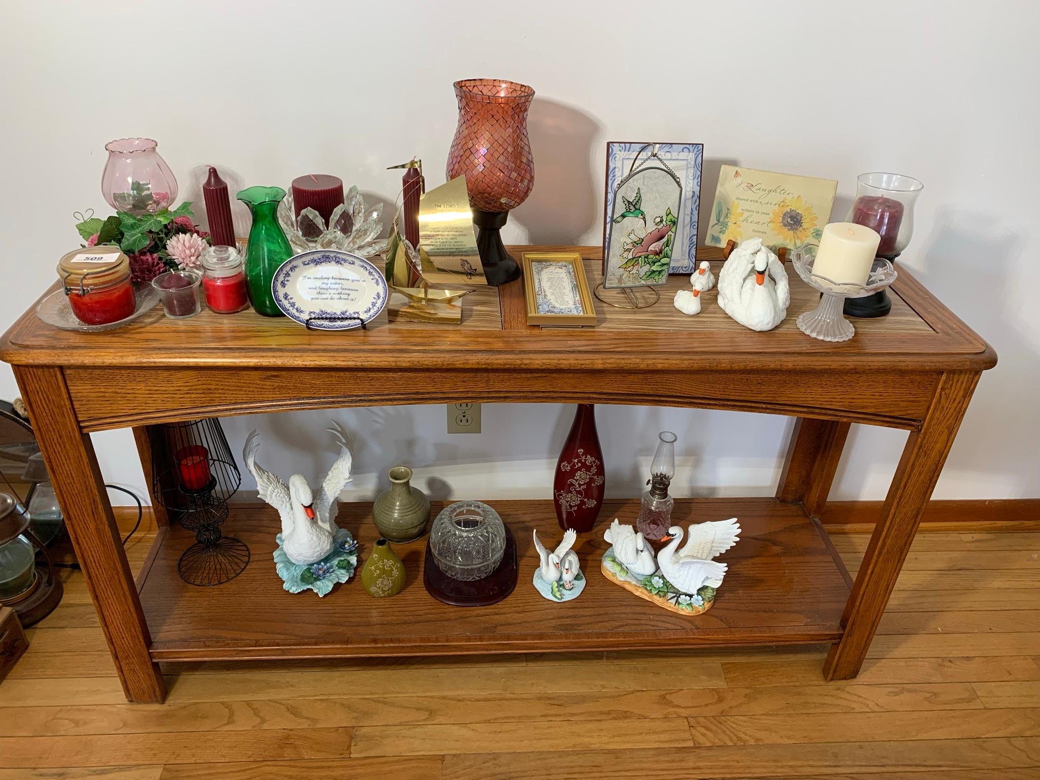 Console Table & Contents - Candles, Home Interior, Glassware & More