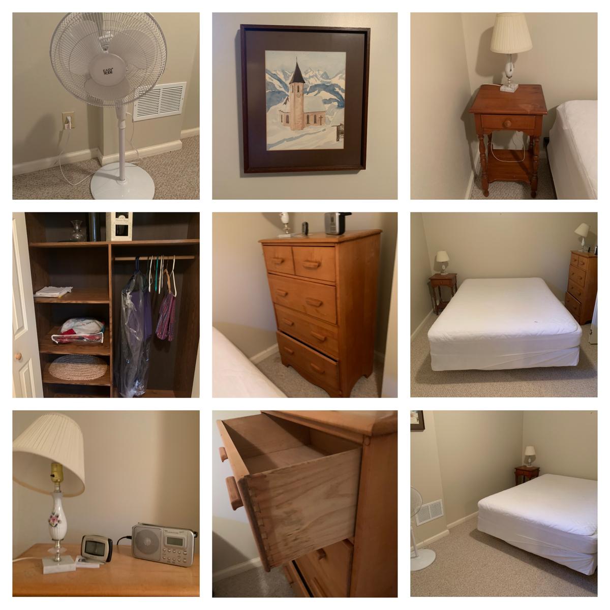 Clean Out Basement Bedroom -  Full  Bed, Night Stand, Dresser & Closet Contents