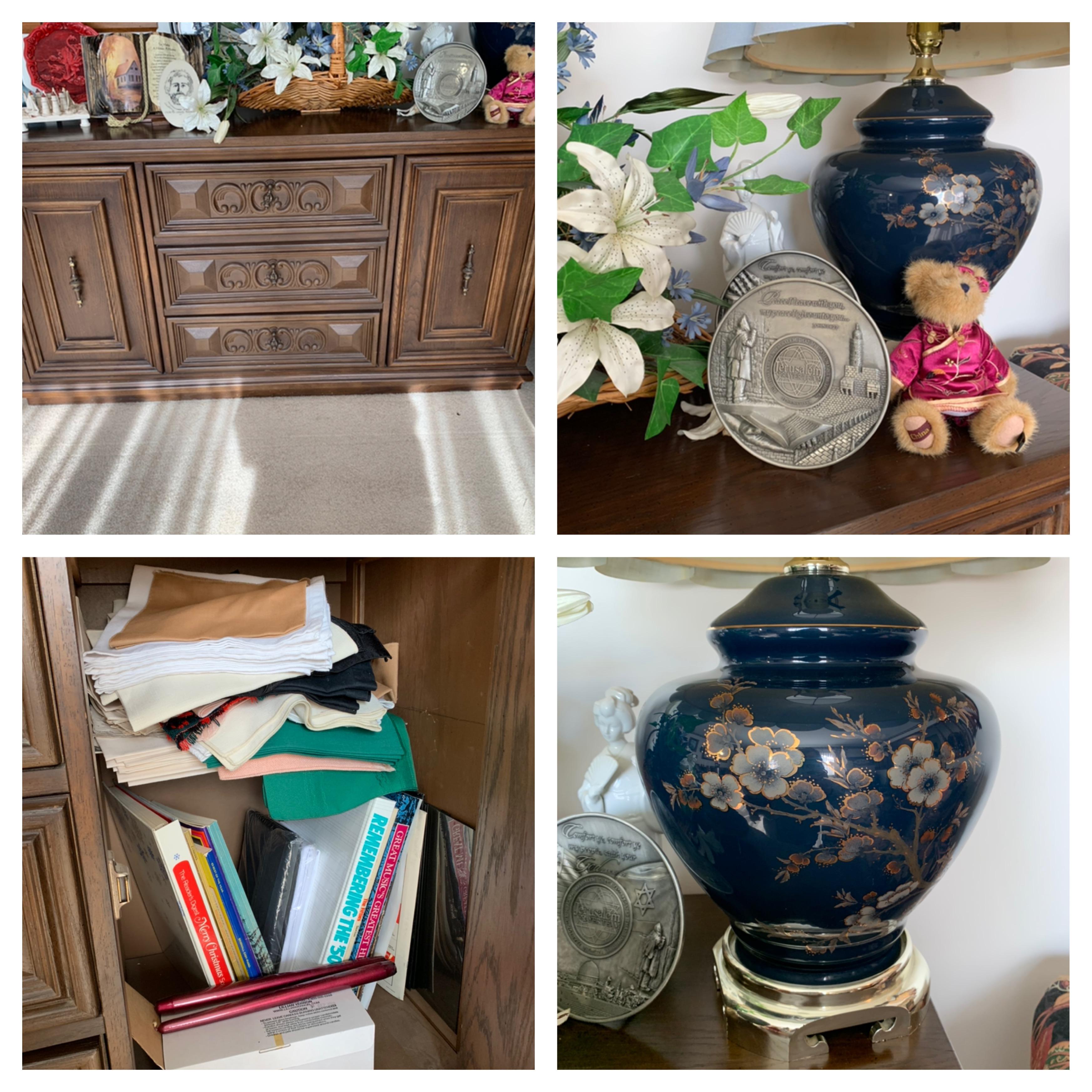 Buffet & Contents - Placemats, Candles, Boyds Bear & More