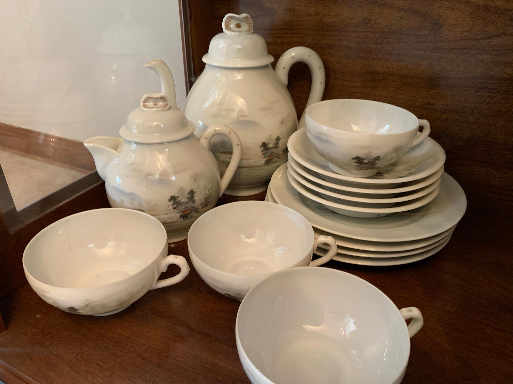 Contents of China Cabinet - Hand Painted Sozone China, Nippon, Glassware & More