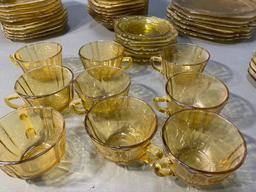 Large lot of vintage yellow depression ware glass