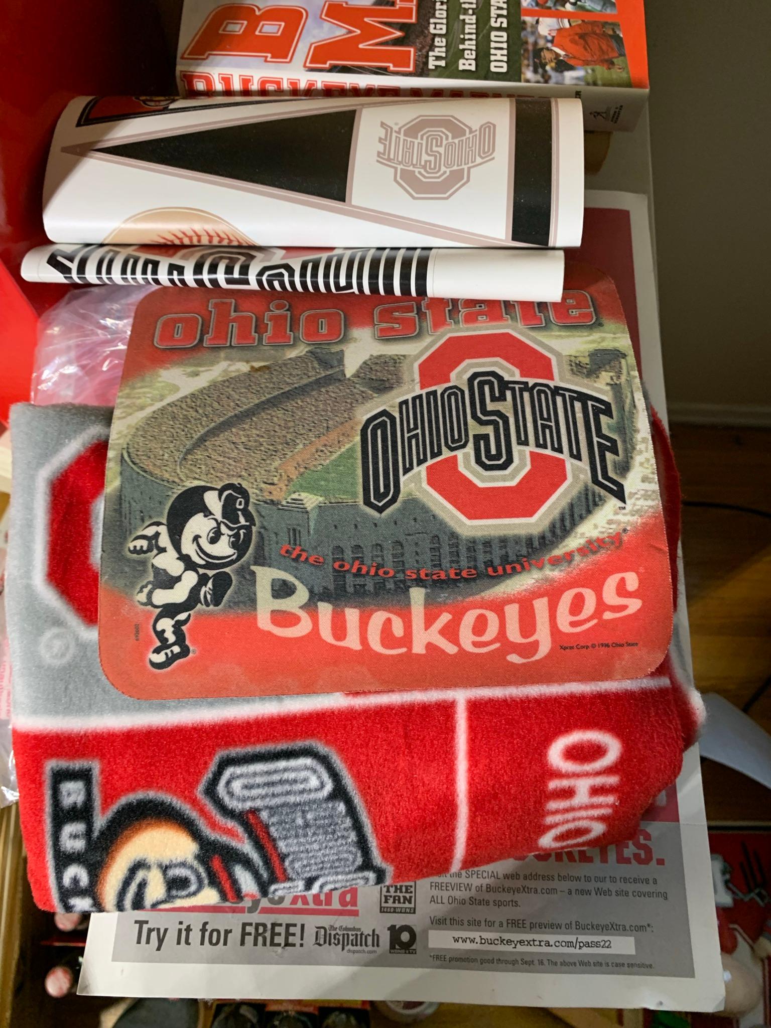 Large Group of Ohio State Memorabilia, White Vanity Bottom, White Desk, Vintage OSU Tickets & More