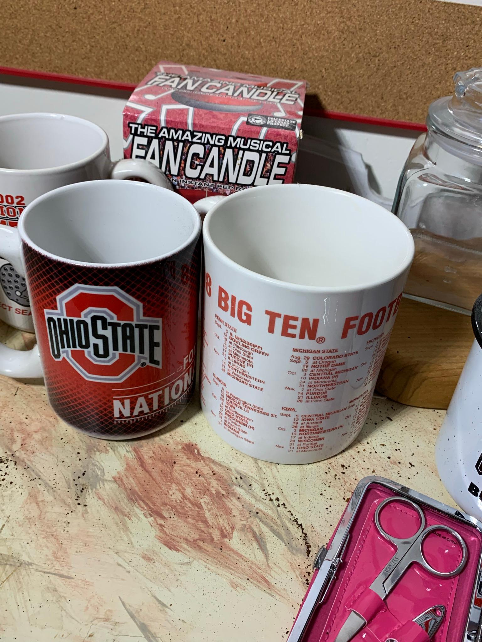 Large Group of Ohio State Memorabilia, White Vanity Bottom, White Desk, Vintage OSU Tickets & More