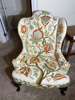 Vintage Armchair W/Fancy Stitched Upholstery