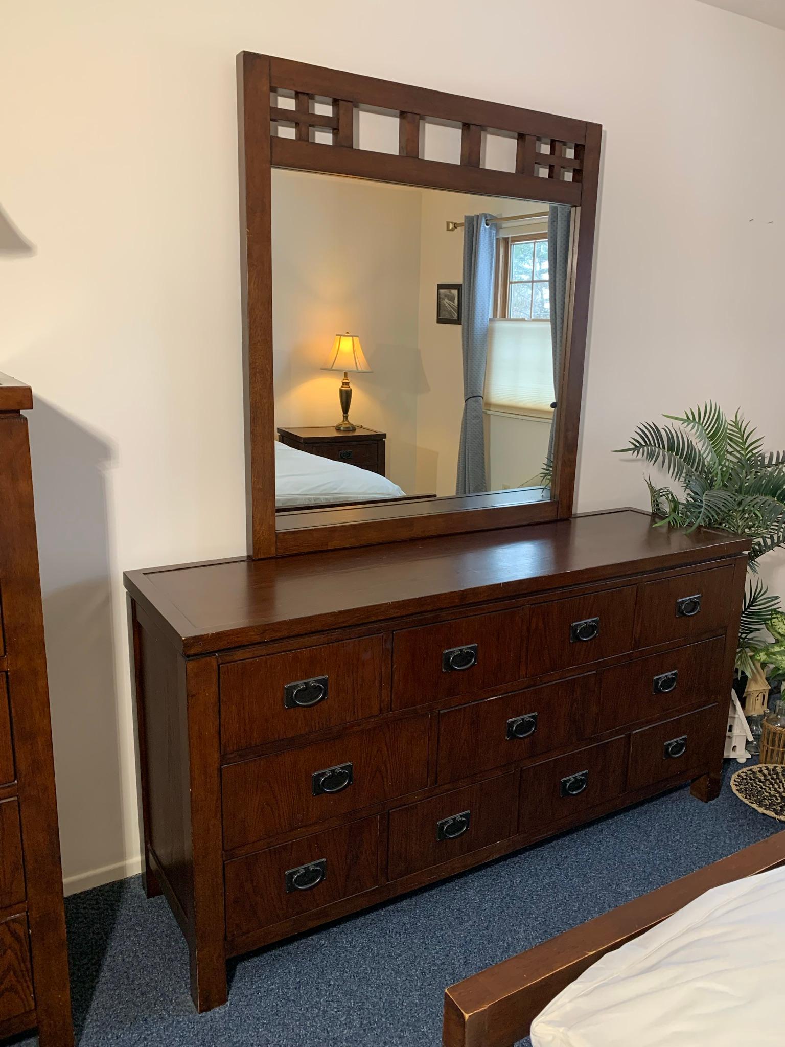 Queen Bedroom Set Including - Bed, Mattress, Box Spring, Chest of Drawers, Dresser & Night Stand