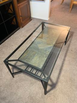 Glass Top Coffee Table with 2 Matching  Side Stands