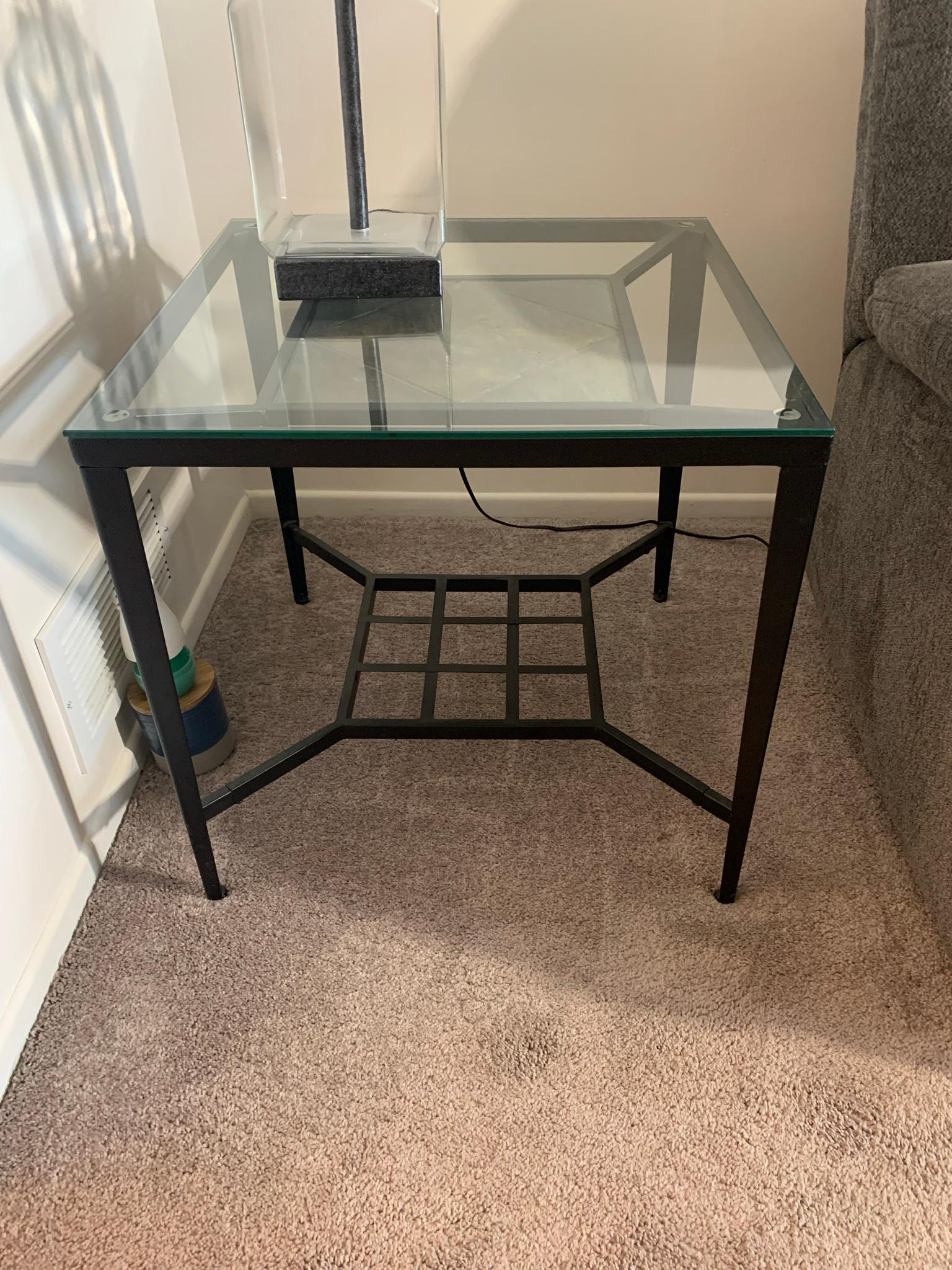 Glass Top Coffee Table with 2 Matching  Side Stands