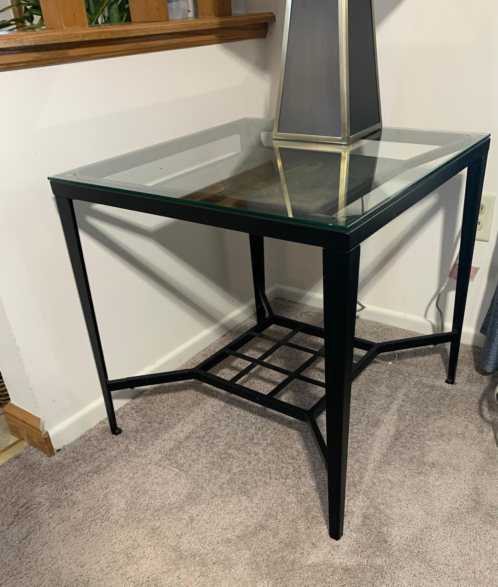 Glass Top Coffee Table with 2 Matching  Side Stands