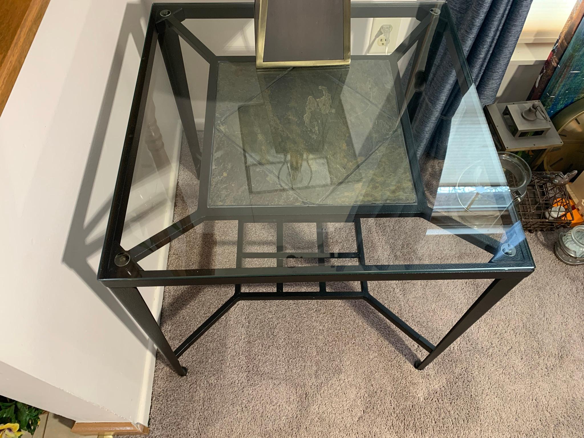 Glass Top Coffee Table with 2 Matching  Side Stands
