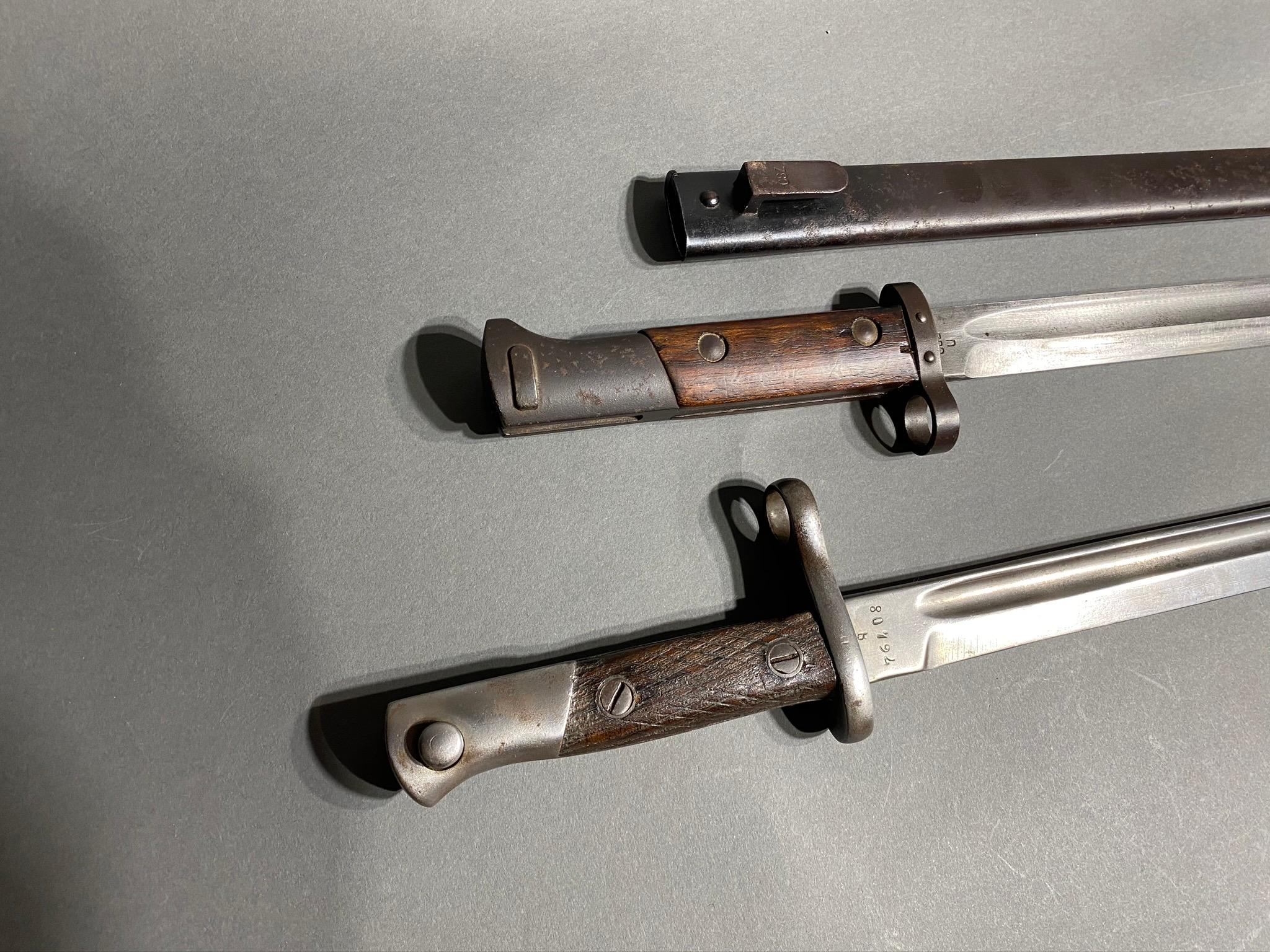 Pair of Bayonets, one with scabbard