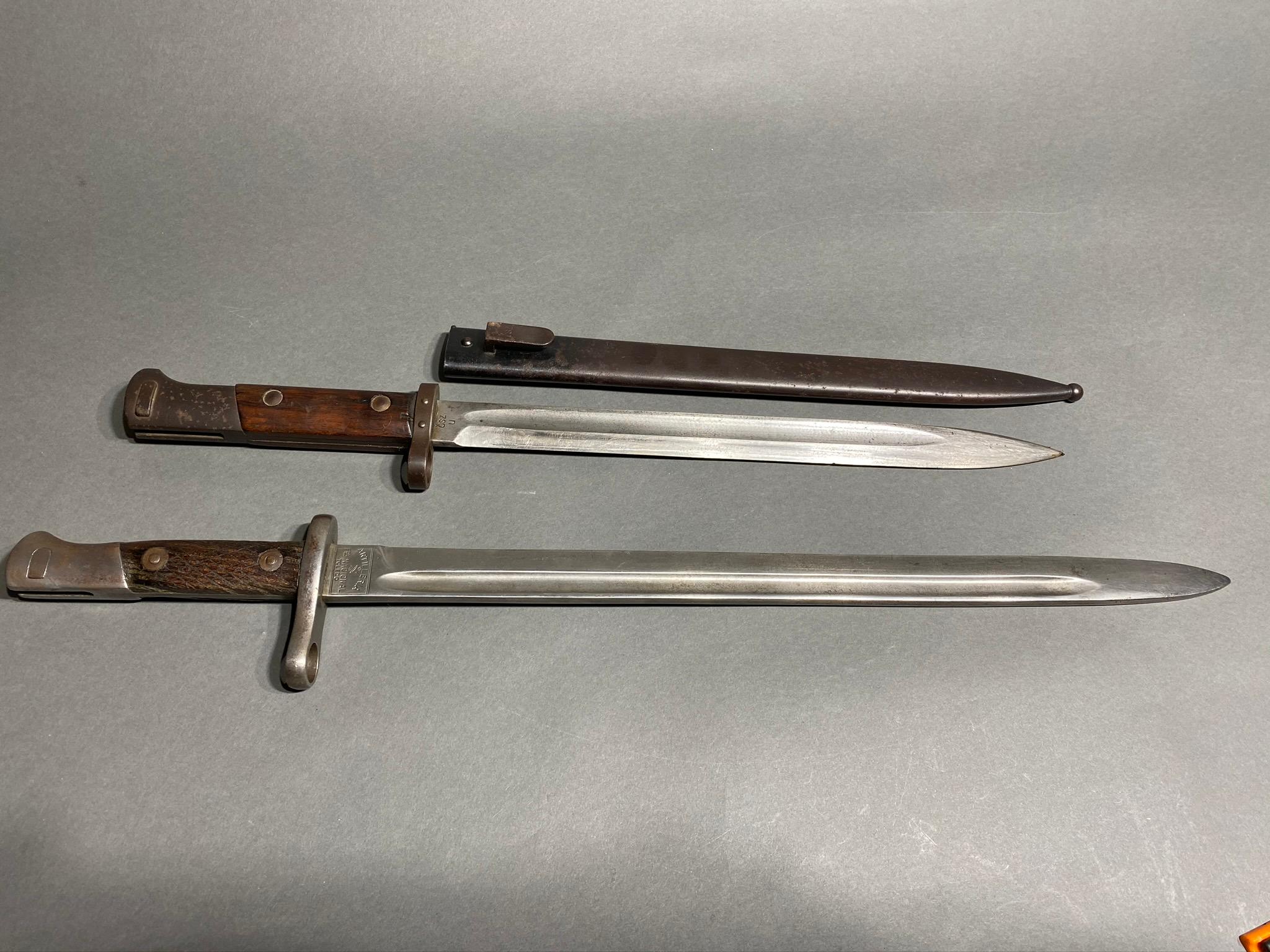 Pair of Bayonets, one with scabbard