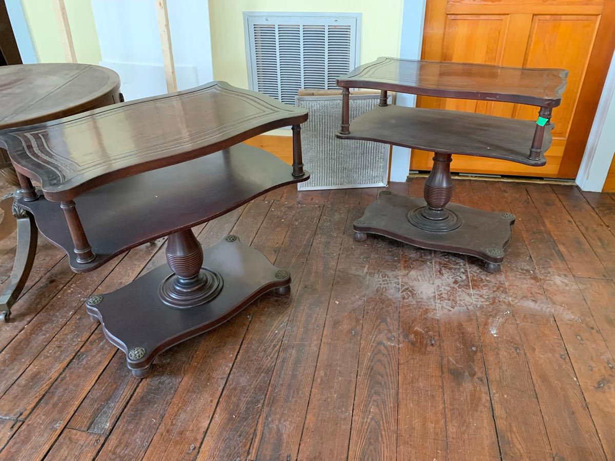 2 Leather Top End Tables