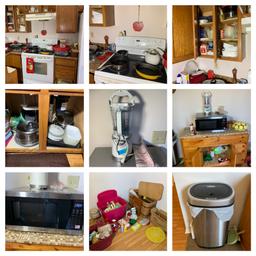 Kitchen Cleanout - Microwave, Pots & Pans, Cleaning Items, Dishes, Glassware & More.  See Photos