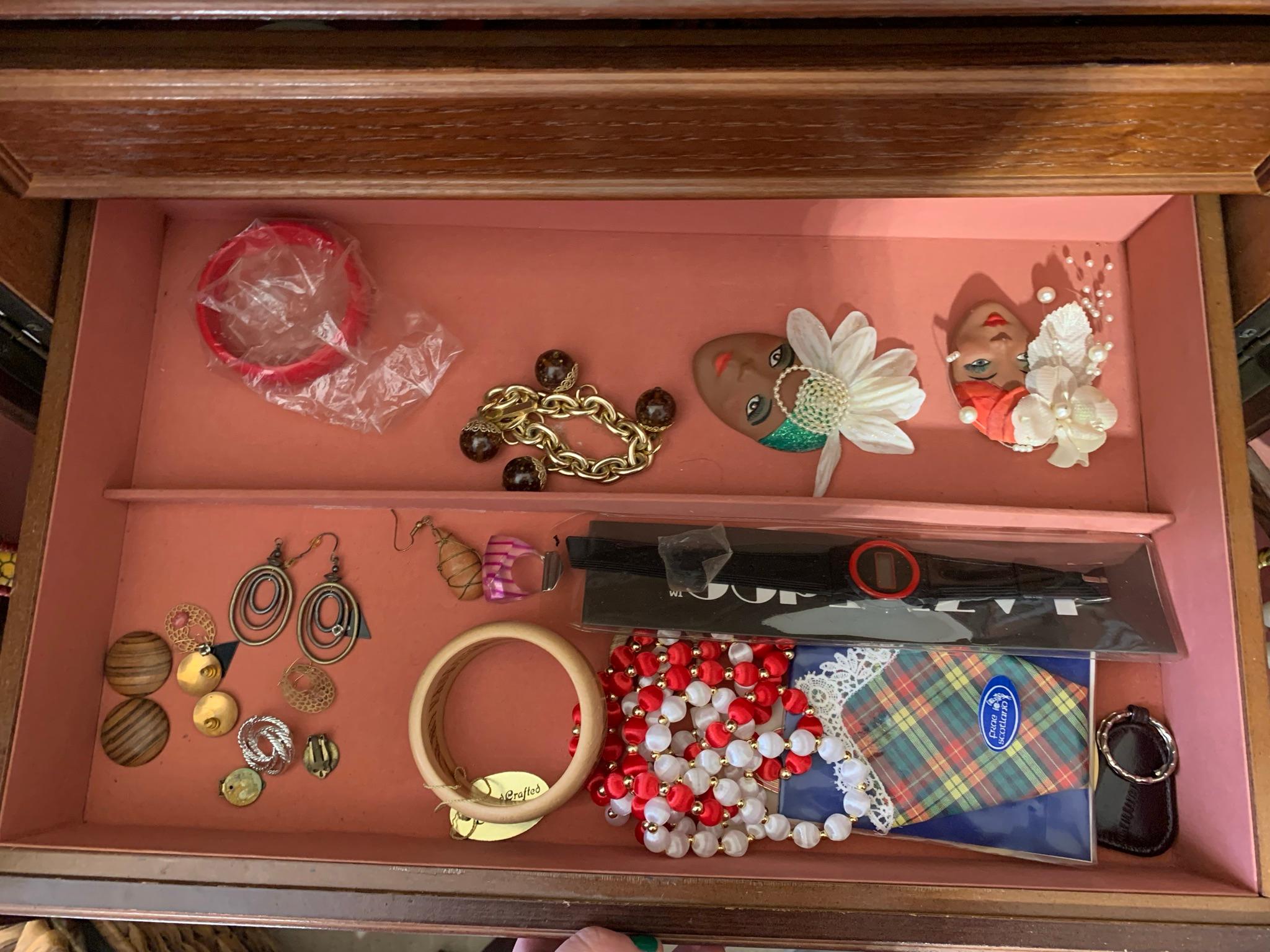 Jewelry Chest, Costume Jewelry, Zippo Lighter & Contents