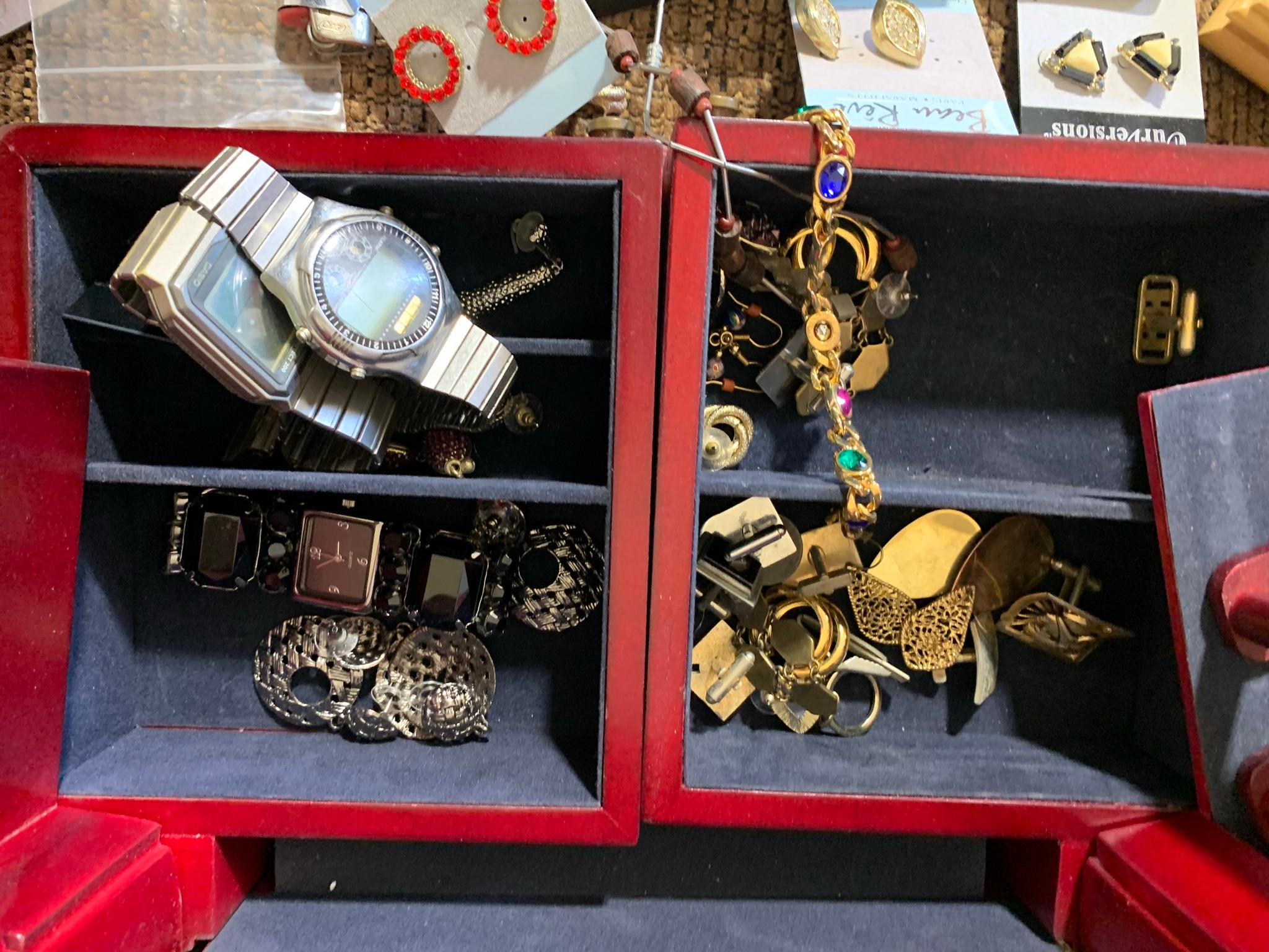 Jewelry Chest, Costume Jewelry, Zippo Lighter & Contents