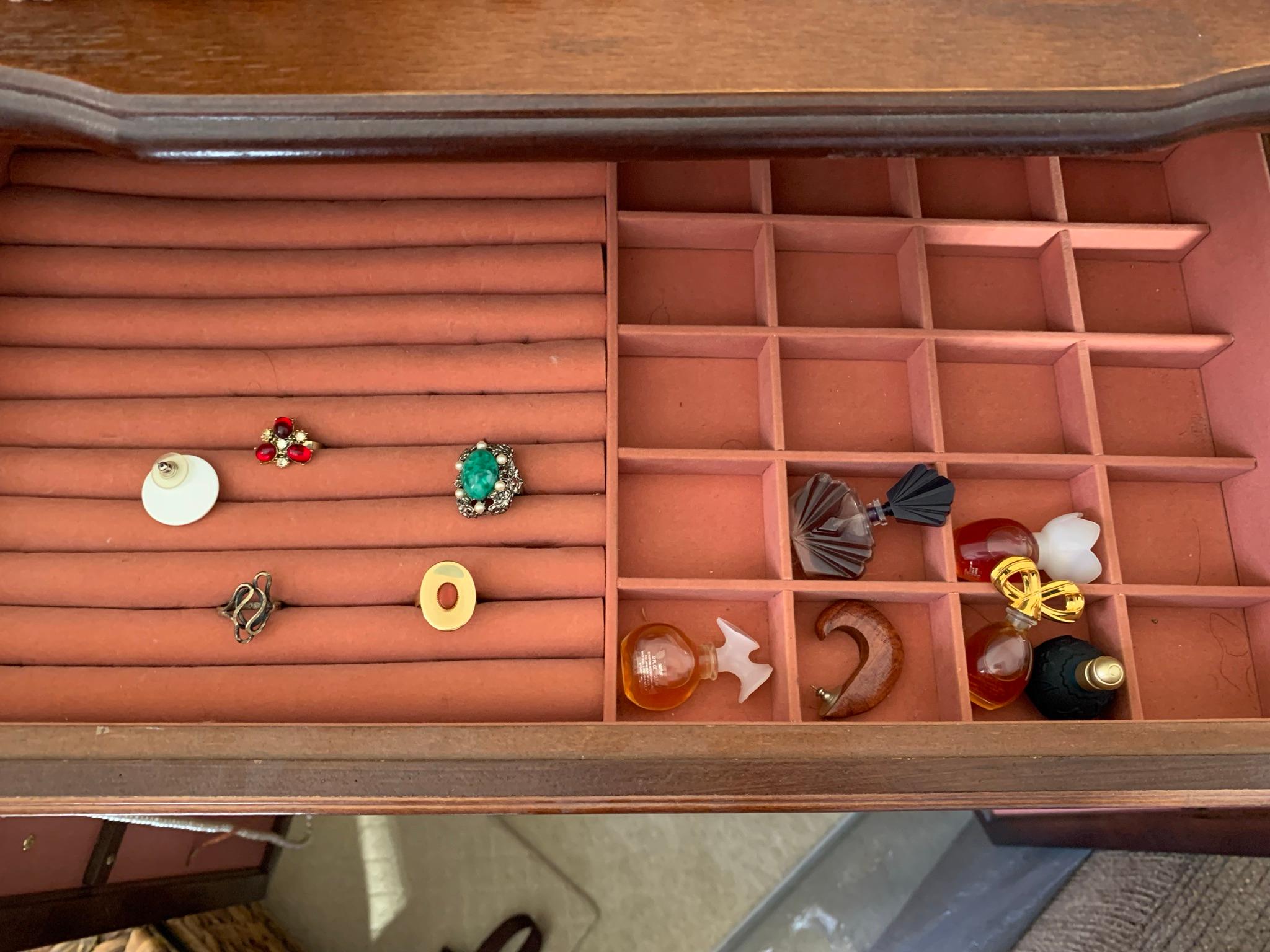 Jewelry Chest, Costume Jewelry, Zippo Lighter & Contents