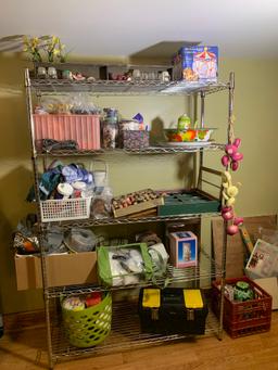 Cd Stands, DVD's, Crafting Items, Metal Shelf, Sewing Items, Locking Rolling Cart, Books & More