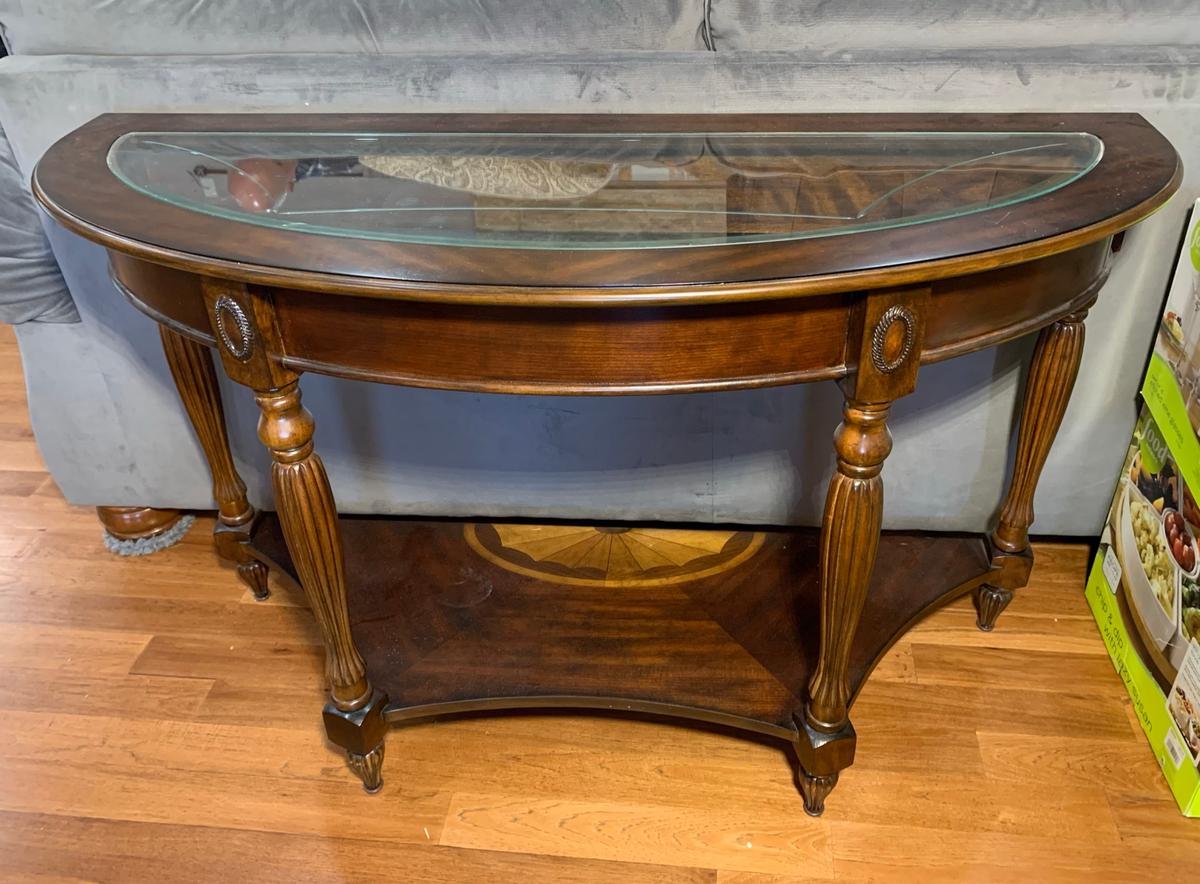 Half Round Entry Table with Glass